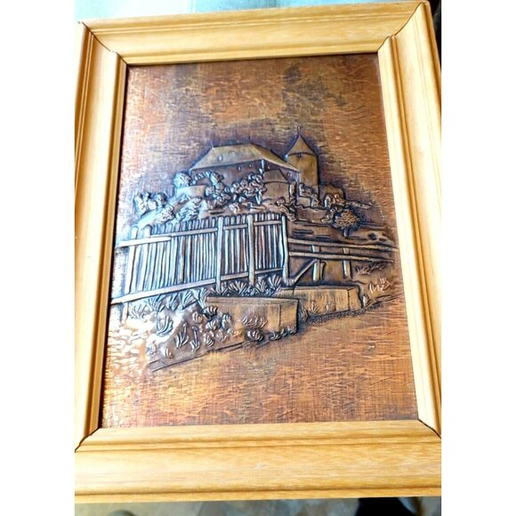 Embossed Brass Sheet Art Print Scene Mill in Colberg, Germany 10 1/4" x 14" - Picture 8 of 10